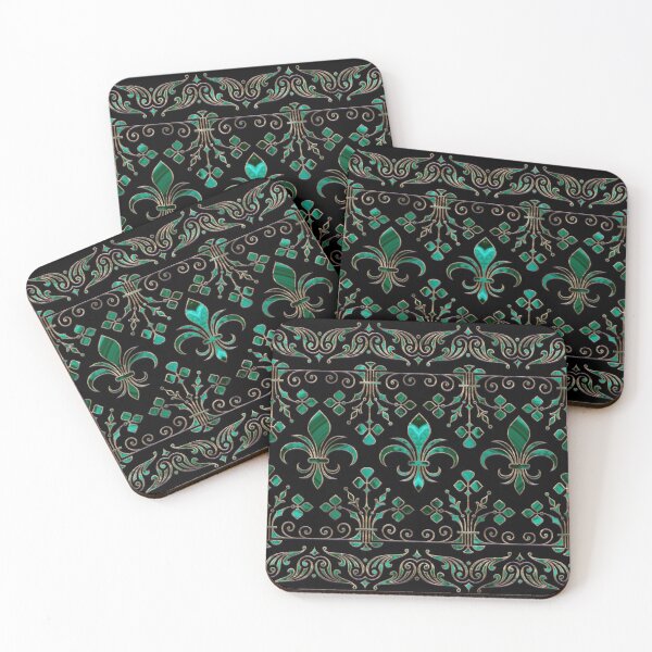 Item preview, Fleur-de-lis ornament Malachite Green designed and sold by k9printart.