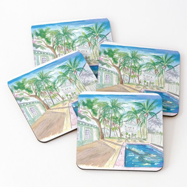 Item preview, White Fences In Key West with Conch Pool in the Sun designed and sold by artshop77.