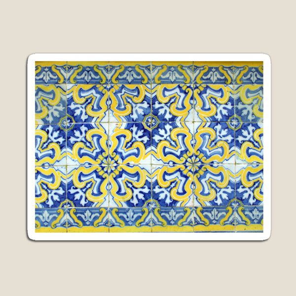 Item preview, Portuguese azulejos with exploding yellow flowers designed and sold by Julie Dawn Fox.