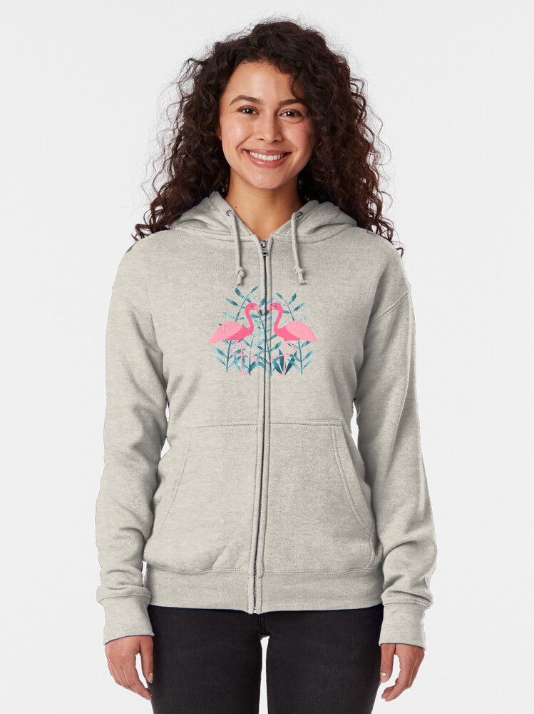 Alternate view of Flamingo fever Zipped Hoodie
