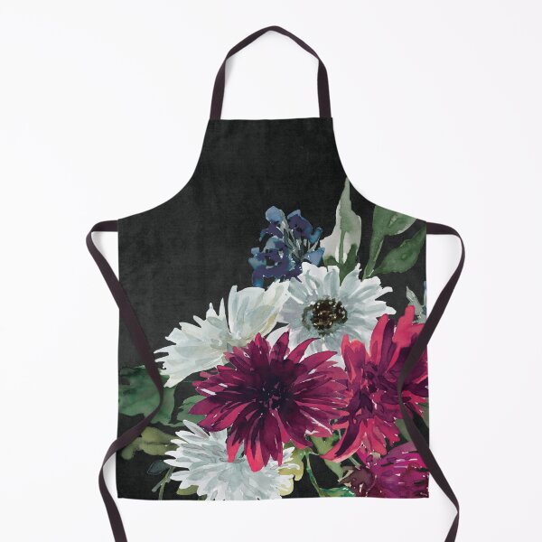 Item preview, Burgundy, White, and Blue Watercolor Flowers on Black designed and sold by aprincessinsp.