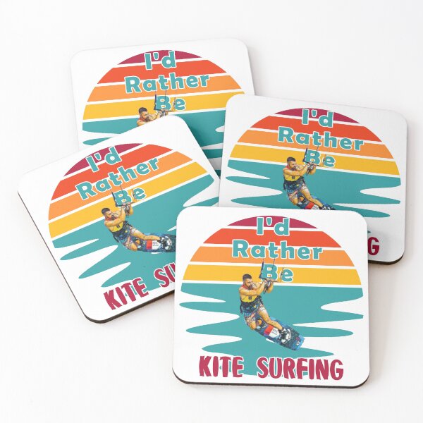 Item preview, I would Rather Be Kite Surfing Sunset Retro White Background designed and sold by KeysTreasures.