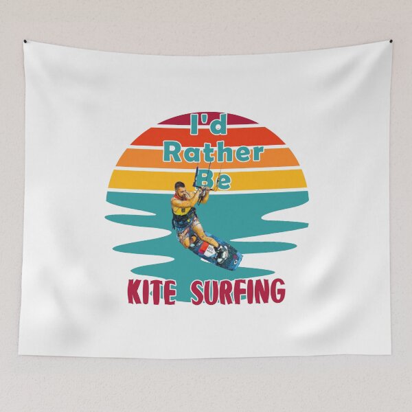 Item preview, I would Rather Be Kite Surfing Sunset Retro White Background designed and sold by KeysTreasures.