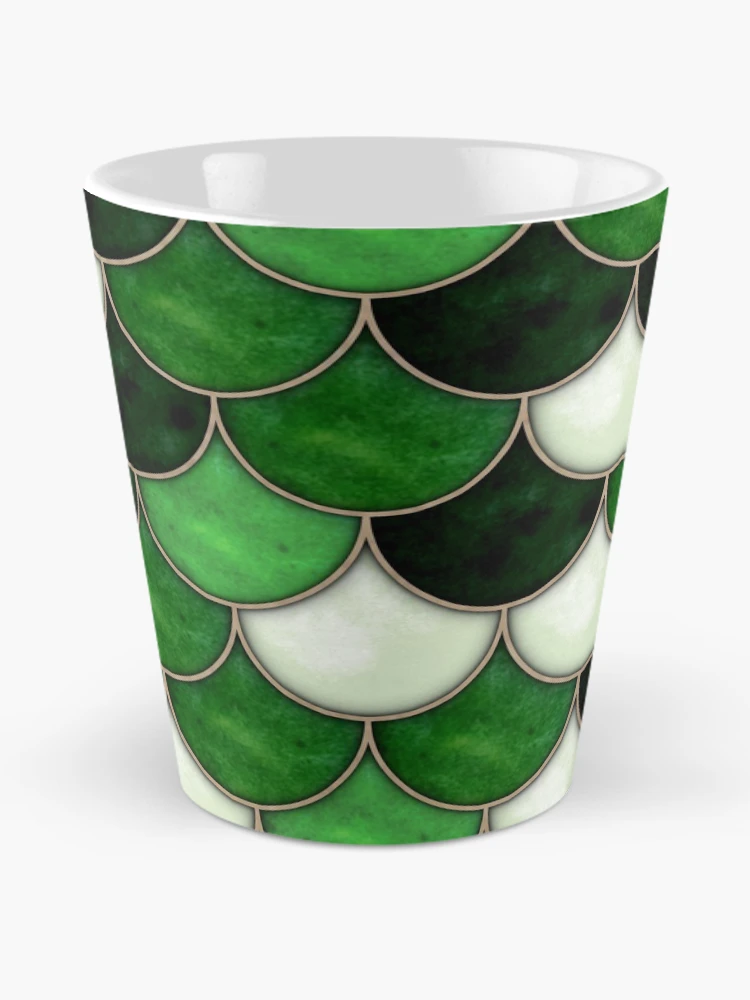 Thumbnail 2 of 4, Coffee Mug, Green Scale Tile Pattern designed and sold by DifferentCreate.