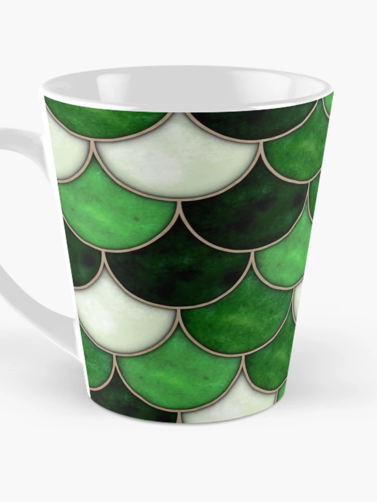 Thumbnail 3 of 4, Coffee Mug, Green Scale Tile Pattern designed and sold by DifferentCreate.