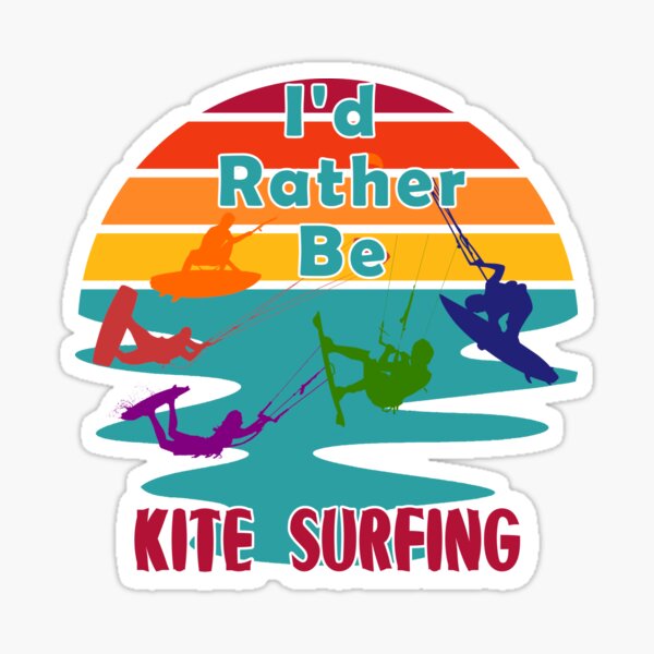 Item preview, I would Rather Be Kite Surfing Sunset Retro White Background Silhouette designed and sold by KeysTreasures.
