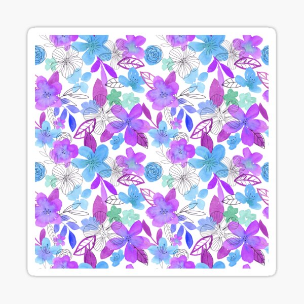 Spring is Here Watercolor Floral Pattern Sticker