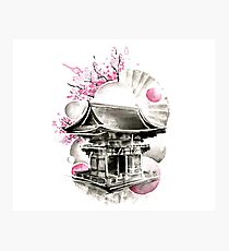 Japanese House Ink Illustration Photographic Print