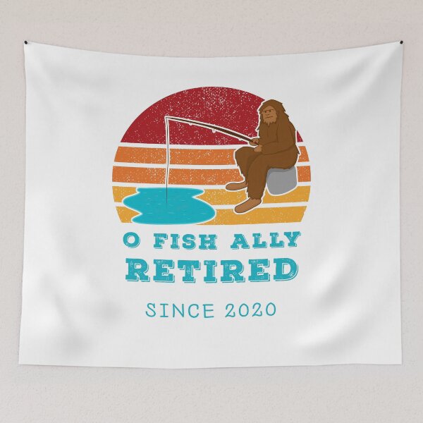 Item preview, O Fish Ally Retired Since 2020 Swamp Skunk Ape Fishing White Background designed and sold by KeysTreasures.