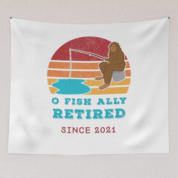 Item preview, O Fish Ally Retired Since 2021 Swamp Skunk Ape Fishing White Background designed and sold by KeysTreasures.