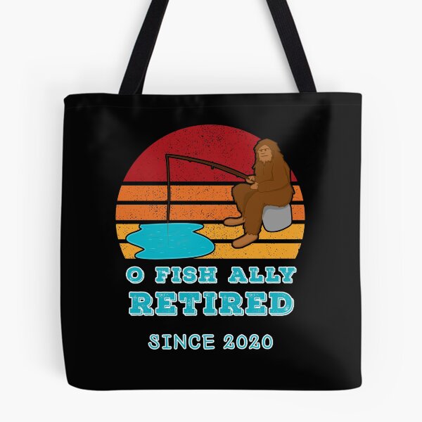 Item preview, O Fish Ally Retired Since 2020 Swamp Skunk Ape Fishing Black Background designed and sold by KeysTreasures.