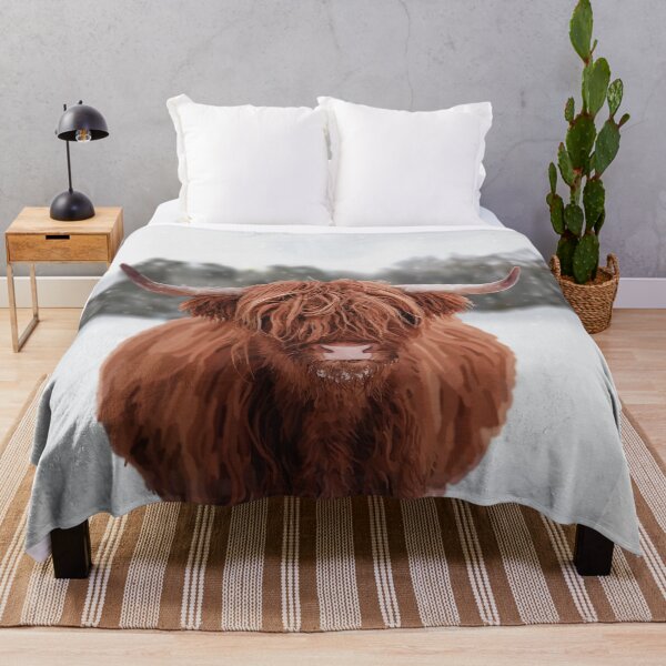 Artikelvorschau, Highland Cow-Schneeszene entworfen und verkauft von Scat the cat.