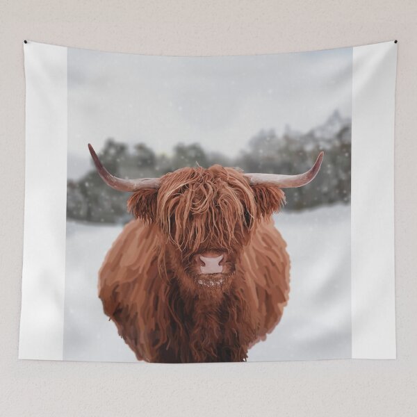 Item preview, Highland Cow snow scene designed and sold by Scat the cat.