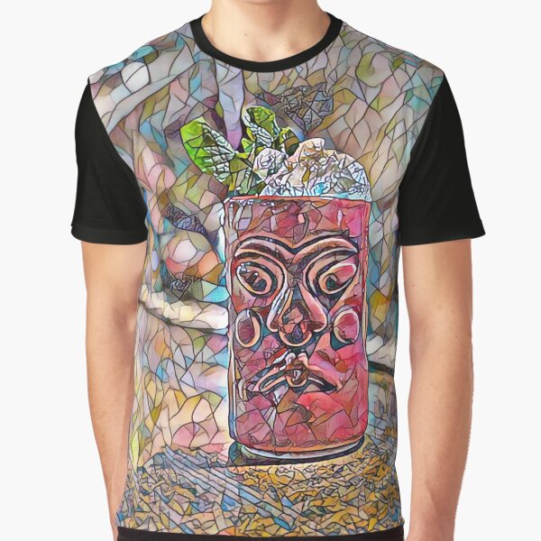 Artistic mosaic of a TIKI mug, full of mint and ice. Perfect for bartenders and cocktail lovers Graphic T-Shirt