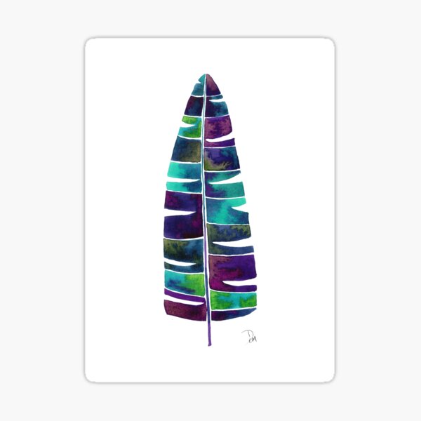 Watercolor Tropical Banana Leaf Painting - Blue Sticker
