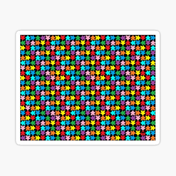 Rotating Colorful Meeples by Blackburn Ink Sticker