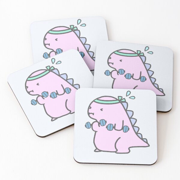 Item preview, Kawaii Pink Chubby Dinosaur Dragon Workout Diet Funny Cute Kawaii Japanese Anime Art Logo  designed and sold by Marinaaa010.