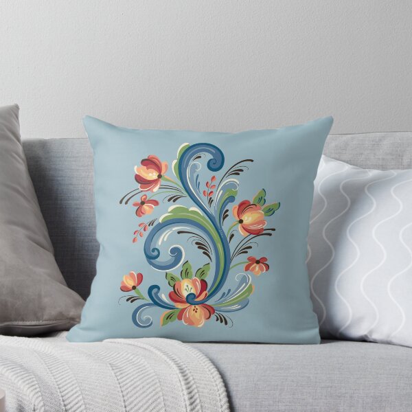 Aperçu de l'œuvre Rosemaling bleu et rouge créée et vendue par Barbara Pixton.