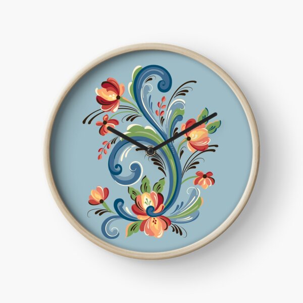 Ca.1970s Norwegian/scandinavian Rosemaling Clock/table Clock