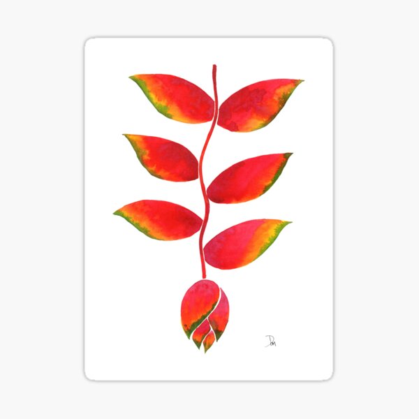 Tropical Watercolor Heliconia Flower Painting Sticker