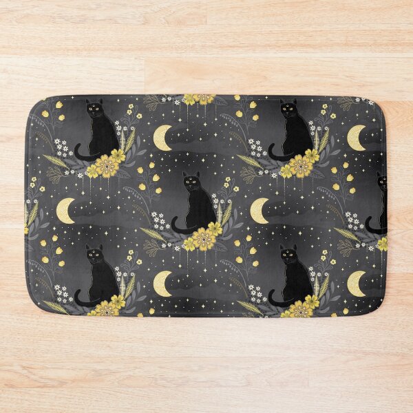 Item preview, Black cats in the midnight garden - yellow and grey designed and sold by misentangled.