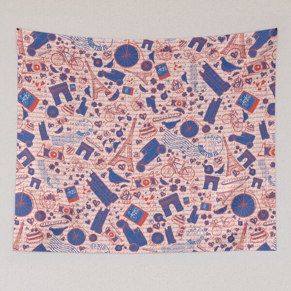Item preview, ADDICTED TO PARIS CUTE RED & BLUE PARIS FLAG COLOR  THEME SEAMLESS PATTERN designed and sold by zenturtlemerch.