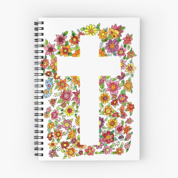 Item preview, White cross surrounded with flowers designed and sold by MaryAnneHarding.