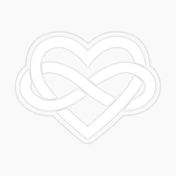 White Polyamory Infinity Heart Transparent Sticker