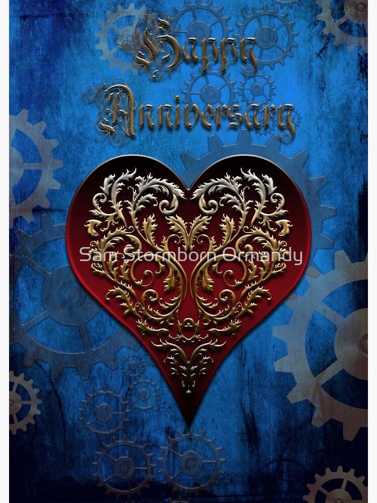 Carte De Vœux Carte Anniversaire Steampunk Fairytale Version Bleu Royal Par Samstormborn Redbubble