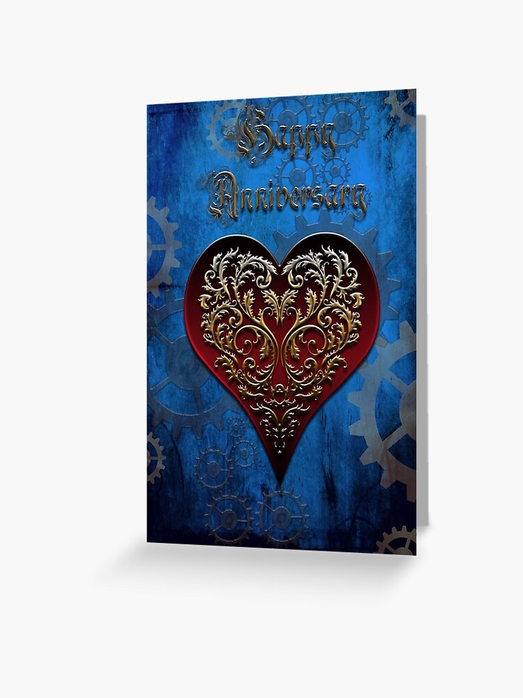 Carte De Vœux Carte Anniversaire Steampunk Fairytale Version Bleu Royal Par Samstormborn Redbubble