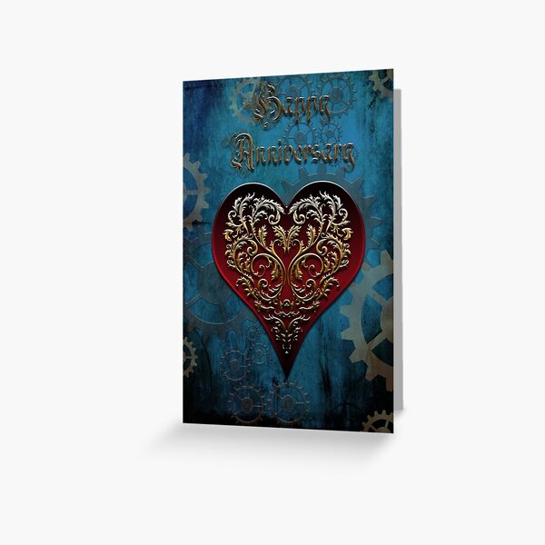 Carte De Vœux Carte Anniversaire Steampunk Fairytale Version Bleu Royal Par Samstormborn Redbubble