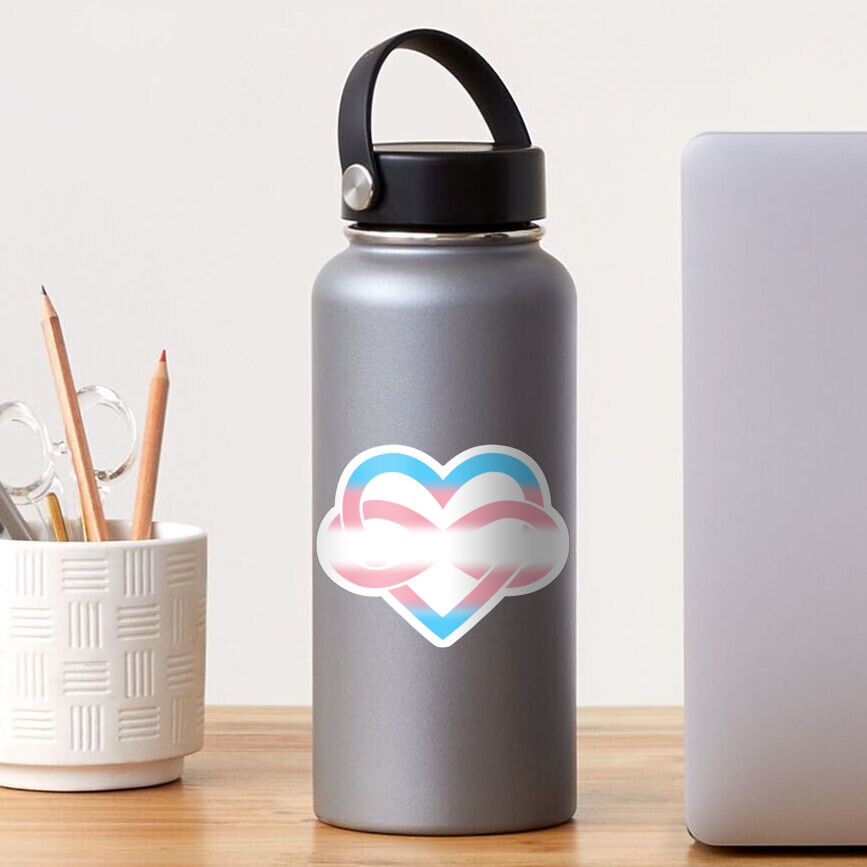 Transgender Polyamory Infinity Heart (Black) Sticker