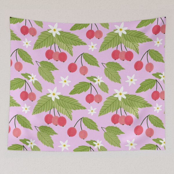 Item preview, Muntingia Repeat Pattern On Light Pink designed and sold by suwarnaadi.
