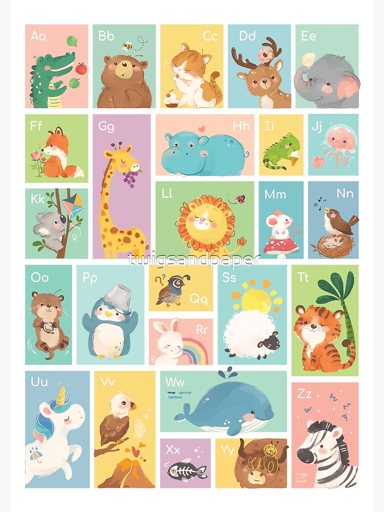 My First ABC Animals Alphabet Poster for Sale by twigsandpaper