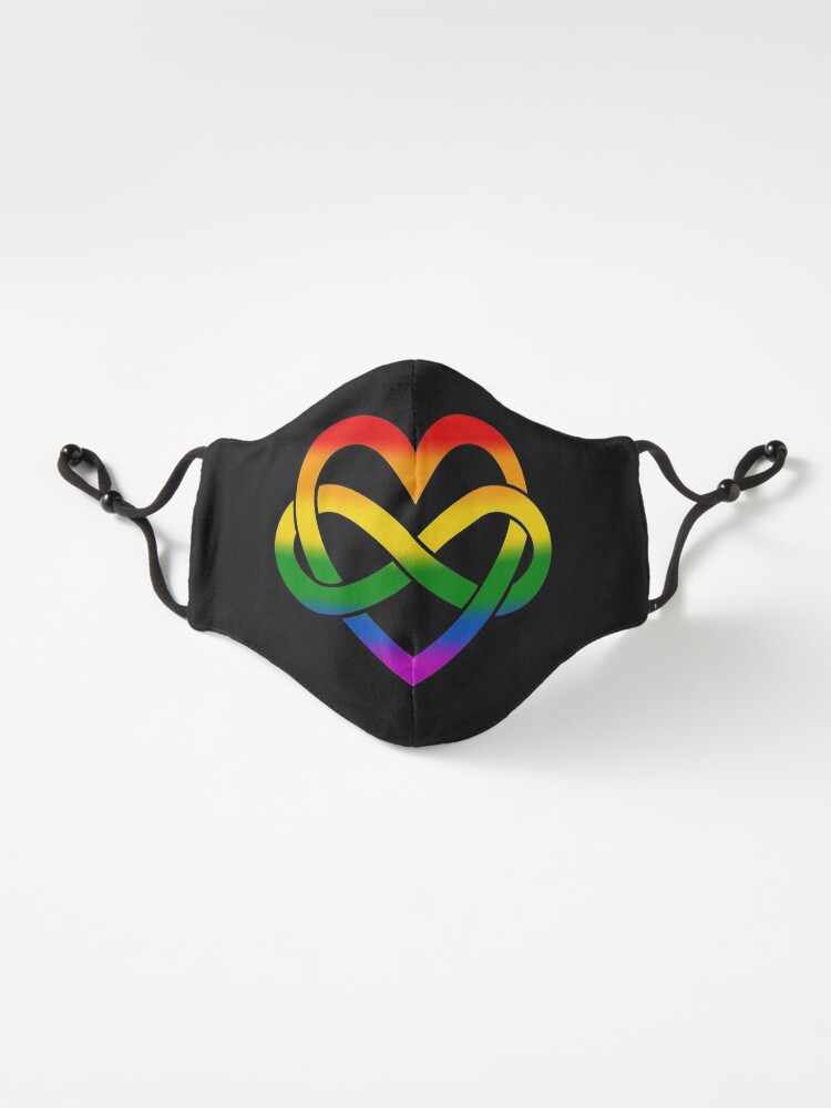 Alternate view of Rainbow Polyamory Infinity Heart (Black) Mask