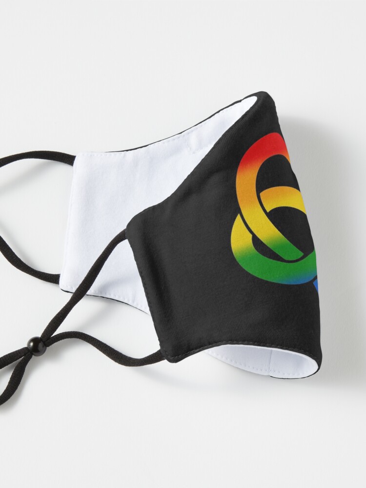 Alternate view of Rainbow Polyamory Infinity Heart (Black) Mask