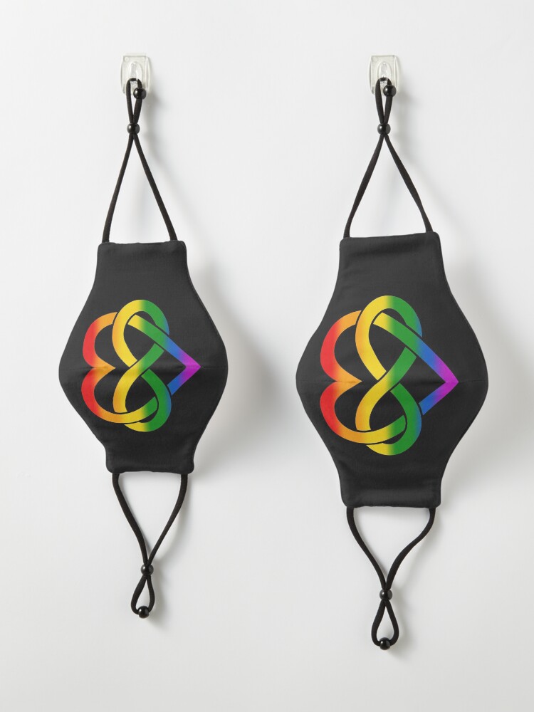 Alternate view of Rainbow Polyamory Infinity Heart (Black) Mask