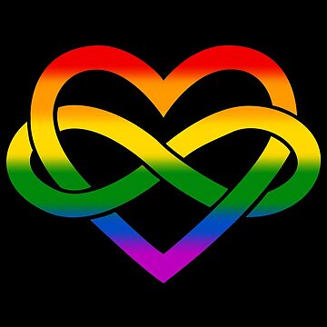 Artwork thumbnail, Rainbow Polyamory Infinity Heart (Black) by polyphiliashop