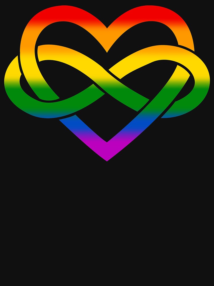 Rainbow Polyamory Infinity Heart (Black) by polyphiliashop