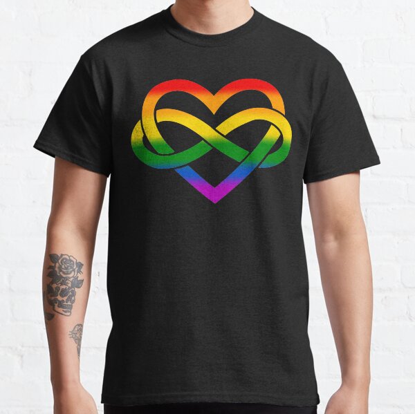 Rainbow Polyamory Infinity Heart (Black) Classic T-Shirt