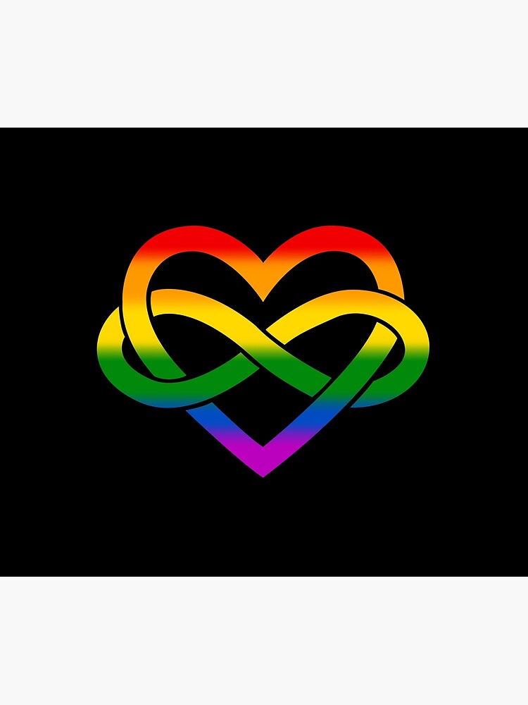 Rainbow Polyamory Infinity Heart (Black) by polyphiliashop