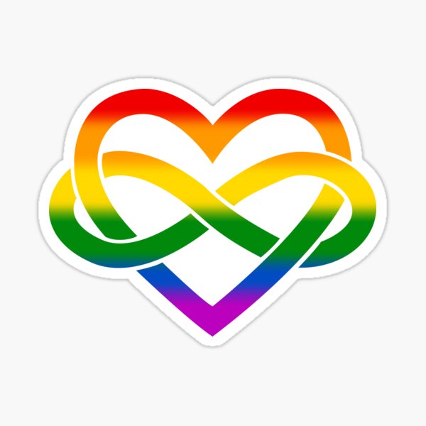Rainbow Polyamory Infinity Heart (Black) Sticker