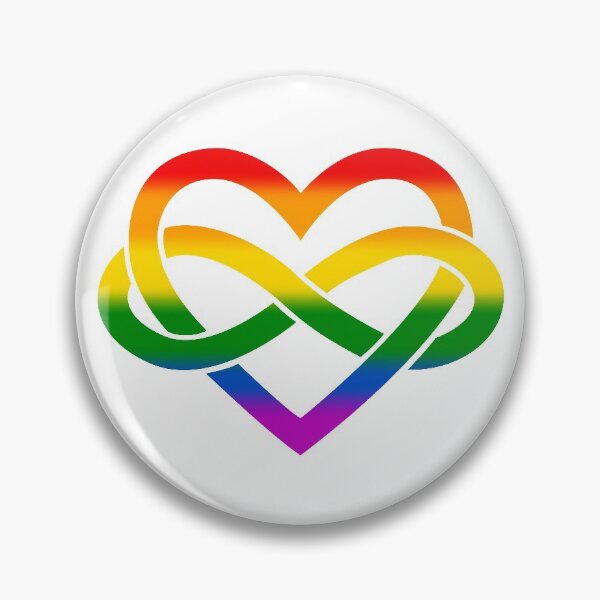 Rainbow Polyamory Infinity Heart (White) Pin