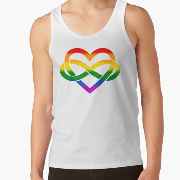 Rainbow Polyamory Infinity Heart (White) Tank Top