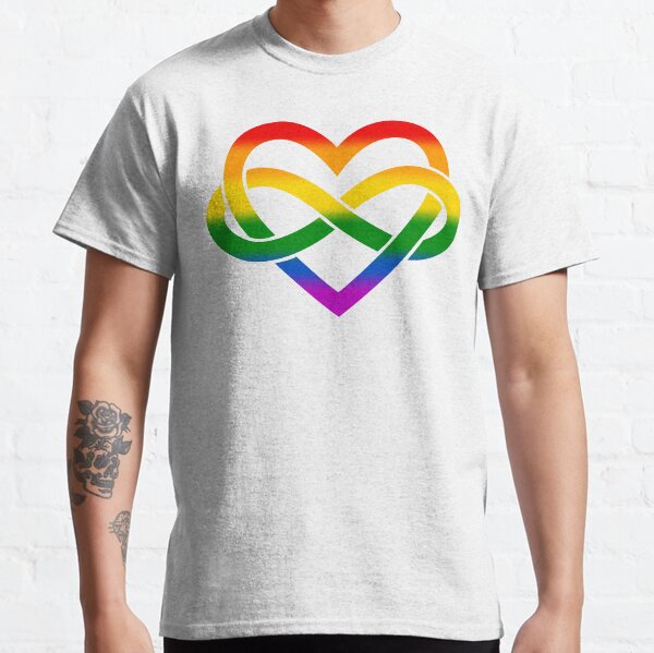 Rainbow Polyamory Infinity Heart (White) Classic T-Shirt