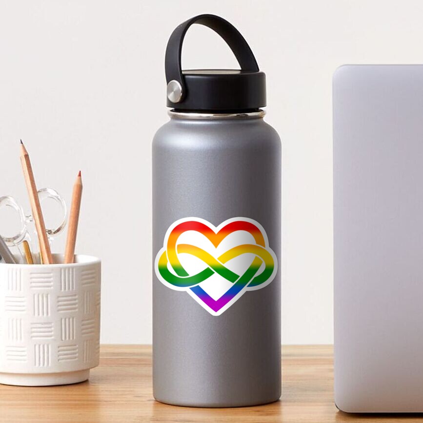Rainbow Polyamory Infinity Heart (White) Sticker