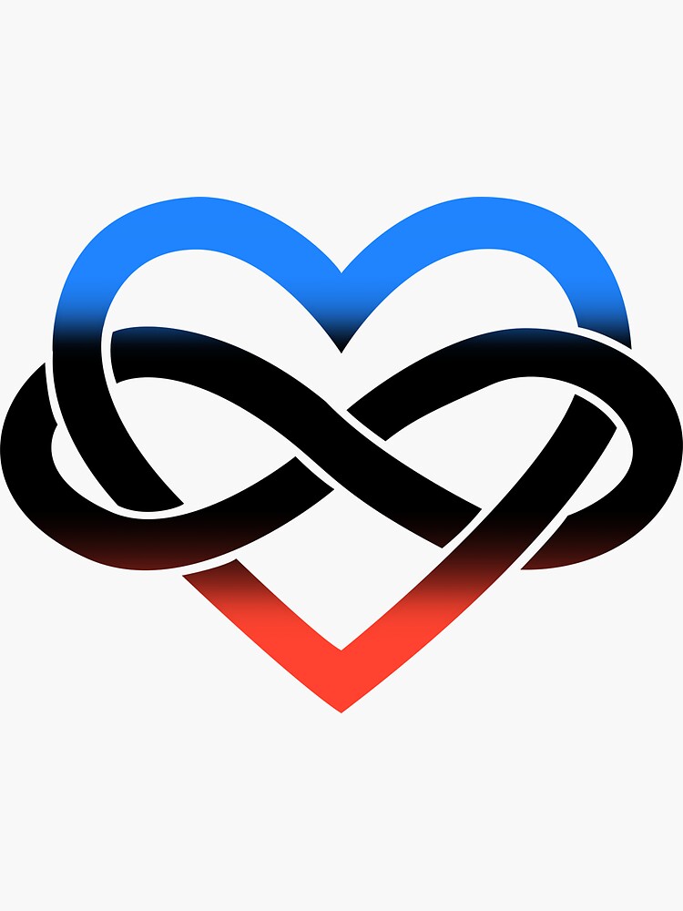 Thumbnail 3 of 3, Sticker, Polyamory Infinity Heart (White) designed and sold by polyphiliashop.