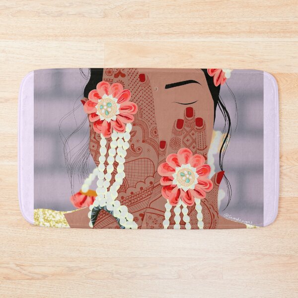 Item preview, Beautiful woman on her Mehndi/ Henna/ Hen Day - Desi Wedding, floral, upclose, faceless illustration, detailed illustration designed and sold by SemDesigns1.
