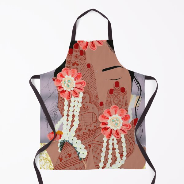 Item preview, Beautiful woman on her Mehndi/ Henna/ Hen Day - Desi Wedding, floral, upclose, faceless illustration, detailed illustration designed and sold by SemDesigns1.