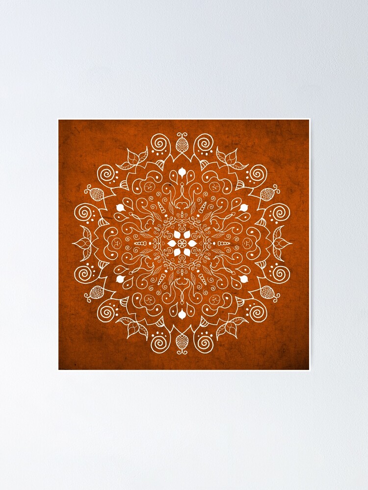 Poster for Sale avec l'œuvre « Mandala Orange » de l'artiste Patricia ...